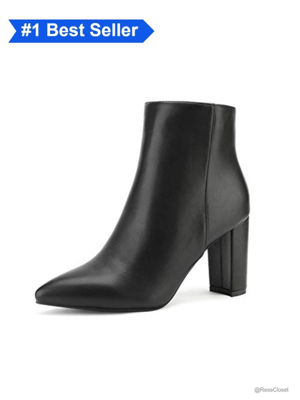 Women's Chunky Heel Ankle Booties with Faux Fur Lining and Zipper Closure
